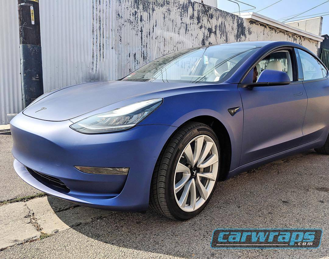 #Tesla’s DO come in ANY color, come see for yourself.. Avery Midnight Blue… #doyou #carwrap #losangeles #vehiclewrap #socal #paintisdead #tesla