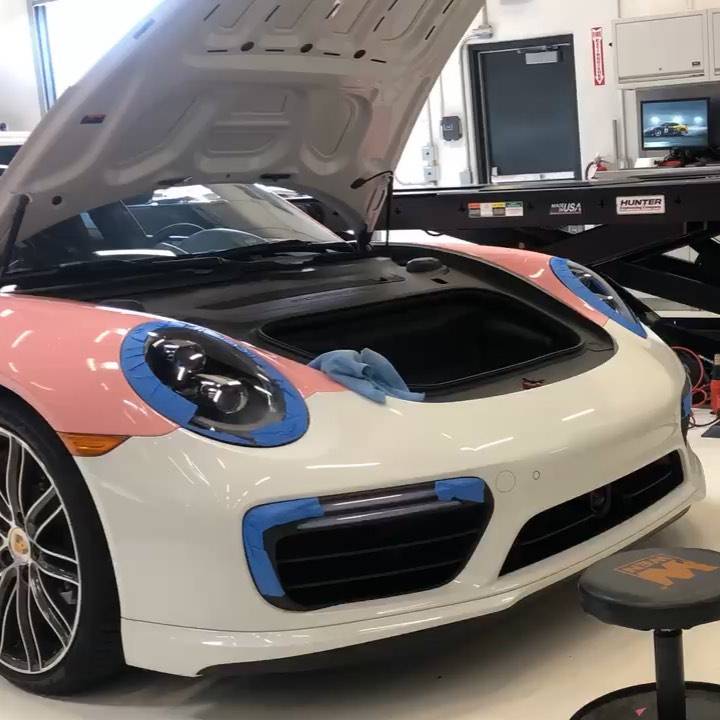 #porsch 911-Turbo front bumper time lapse. #carwrap #vehiclewrap #doyou #carporn #socal #instaauto #instadaily #carstagram #madwhips #paintisdead