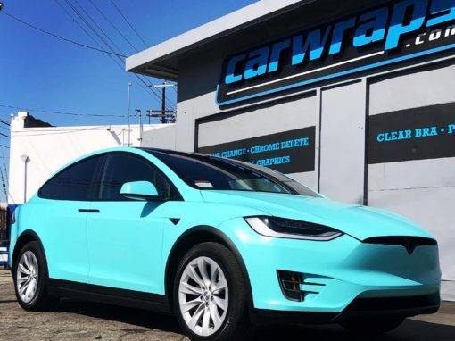 Turquoise Tesla Car Wrap